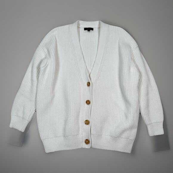 Quince Sweaters - Quince 100% Organic Cotton Oversized Boyfriend Cardigan Womens Size S White